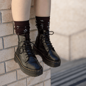 Lamington Merino Wool Socks styled with black combat boots, NZ merino wool for everyday warmth