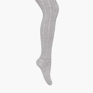 Merino Wool Cable Tights | BABY + CHILD | Light Grey Marle
