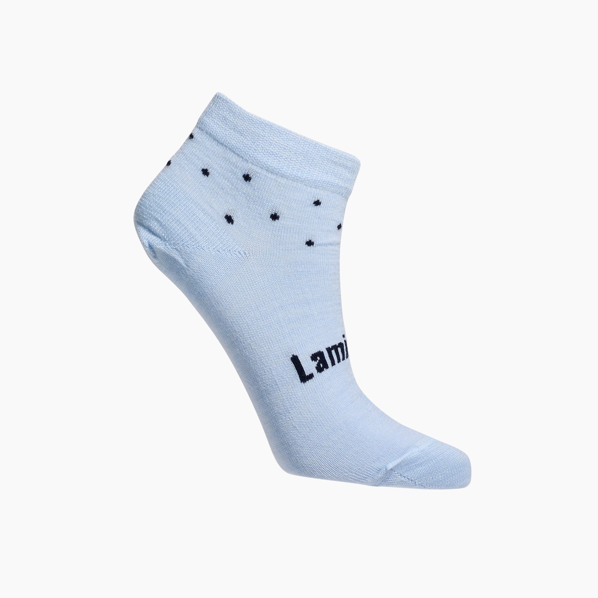 Merino wool ankle socks for women light blue with dark blue spots for sport by Lamington NZ