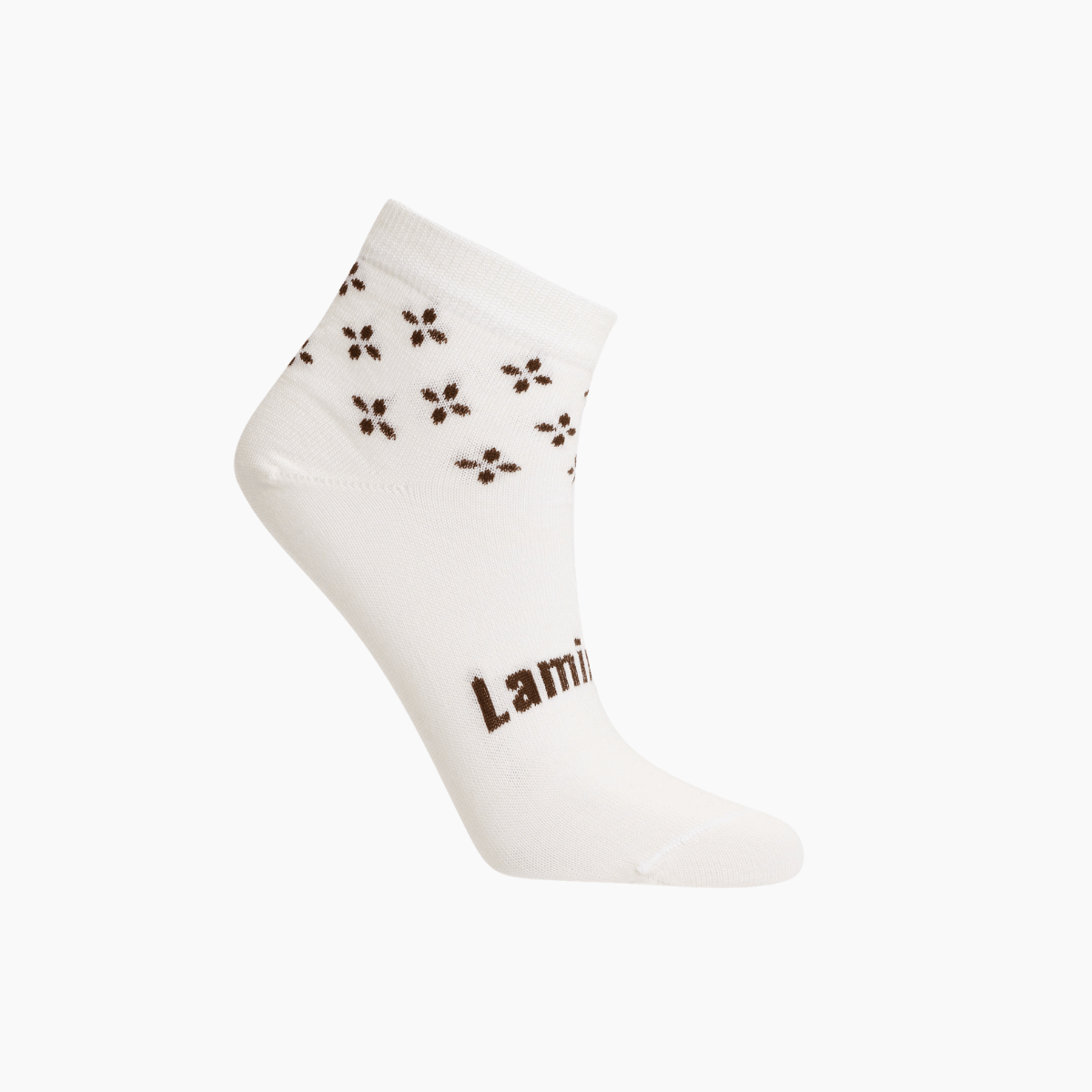Merino Wool Ankle Socks for Women in warm rusty brown pattern, perfect for autumn wear and comfort.