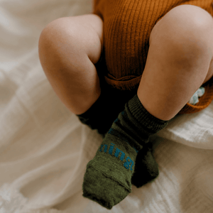 Merino Wool Baby Crew Socks NZ green
