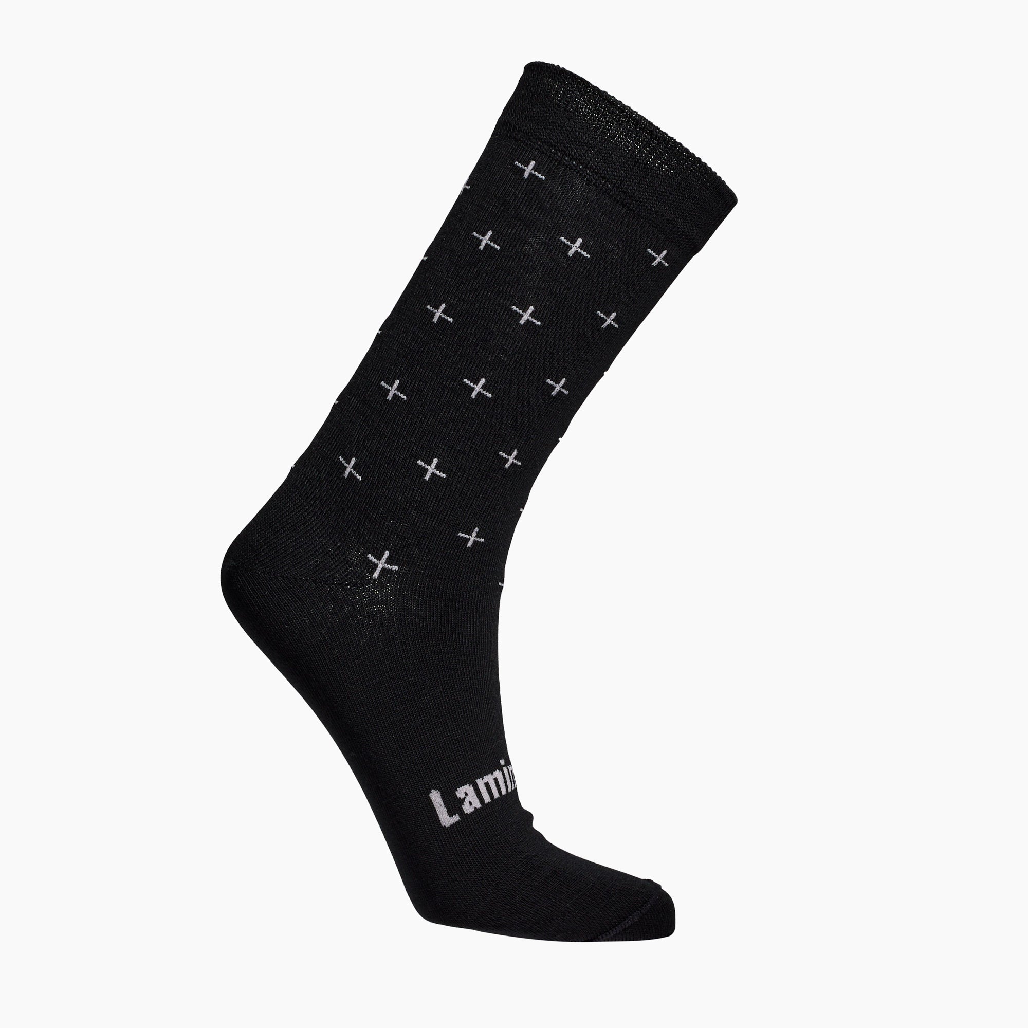 Black with grey crosses Merino Wool child socks by Lamington NZ