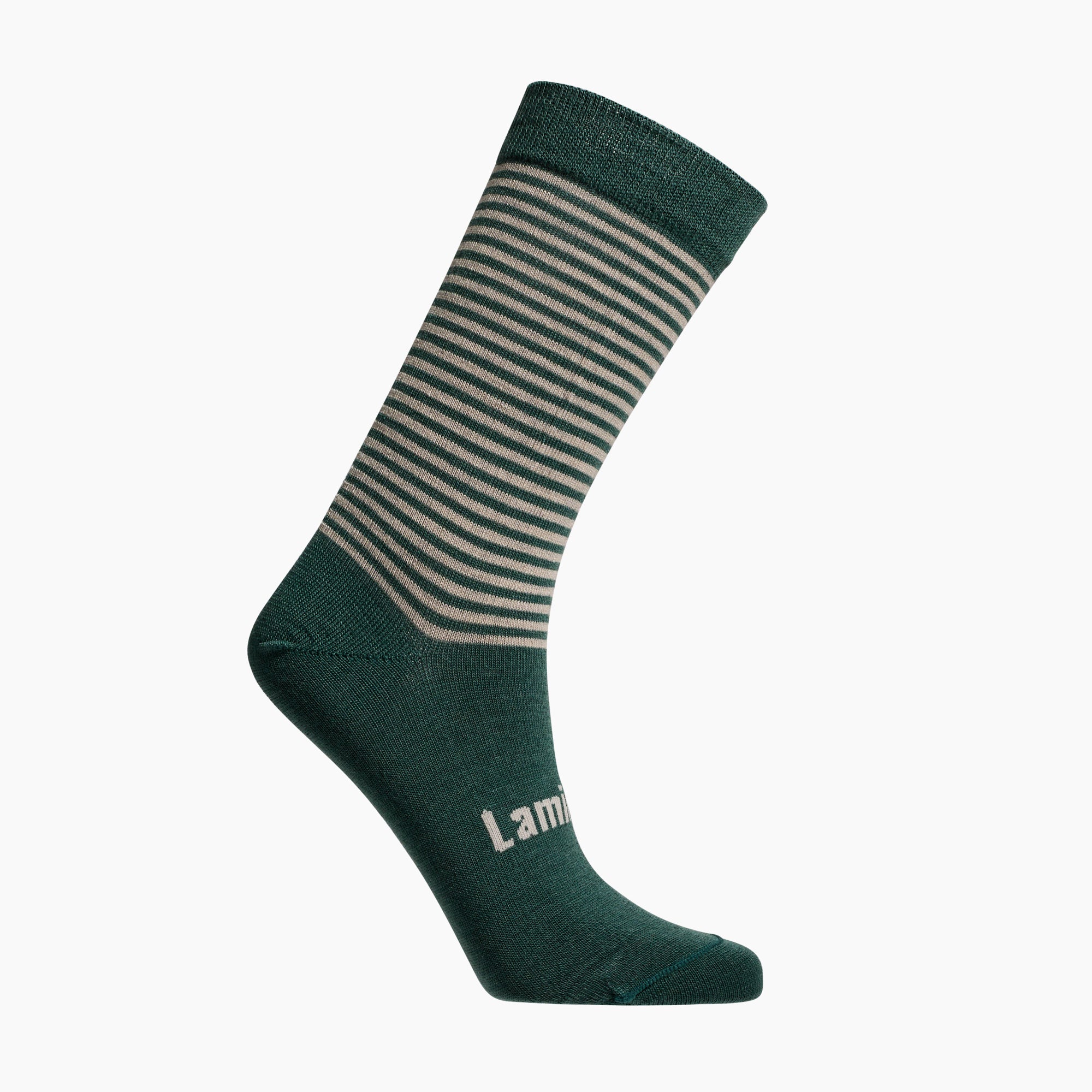 Womens merino wool crew socks Green and Latte stripes by Lamington NZ