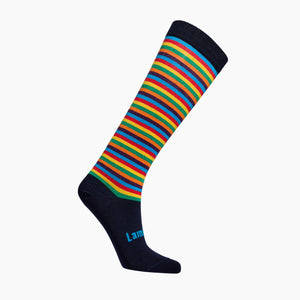 Merino wool knee-high socks rainbow stripes for women NZ