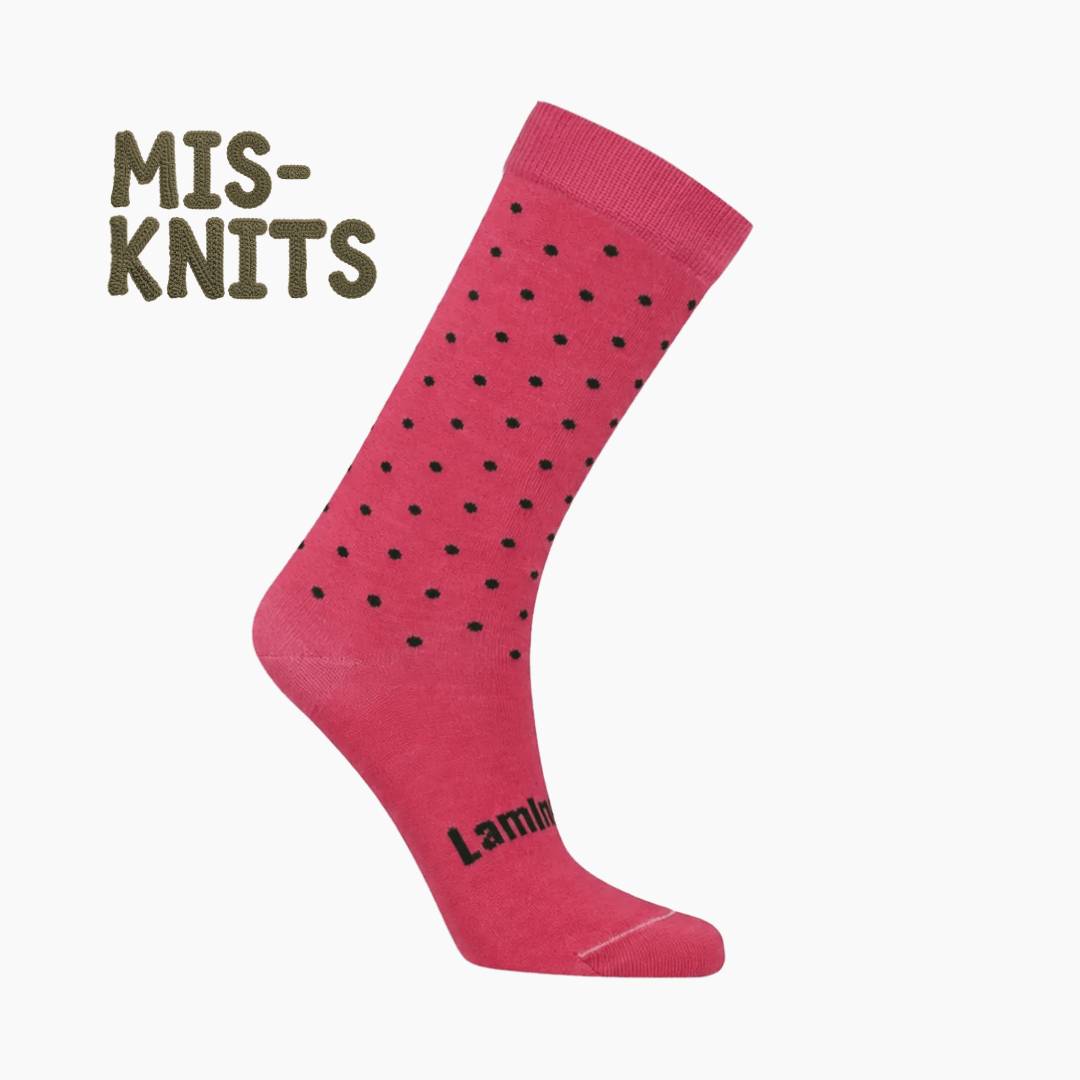 Merino Wool Crew Socks | CHILD | Pink with Green Spots