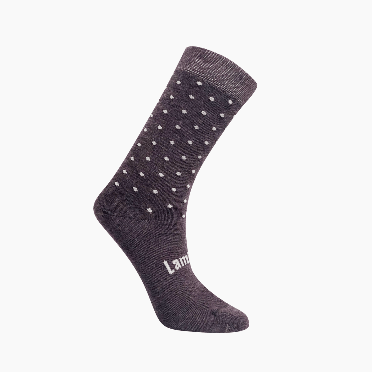 Merino Wool Crew Socks for Woman in Aubergine Marle with white spots