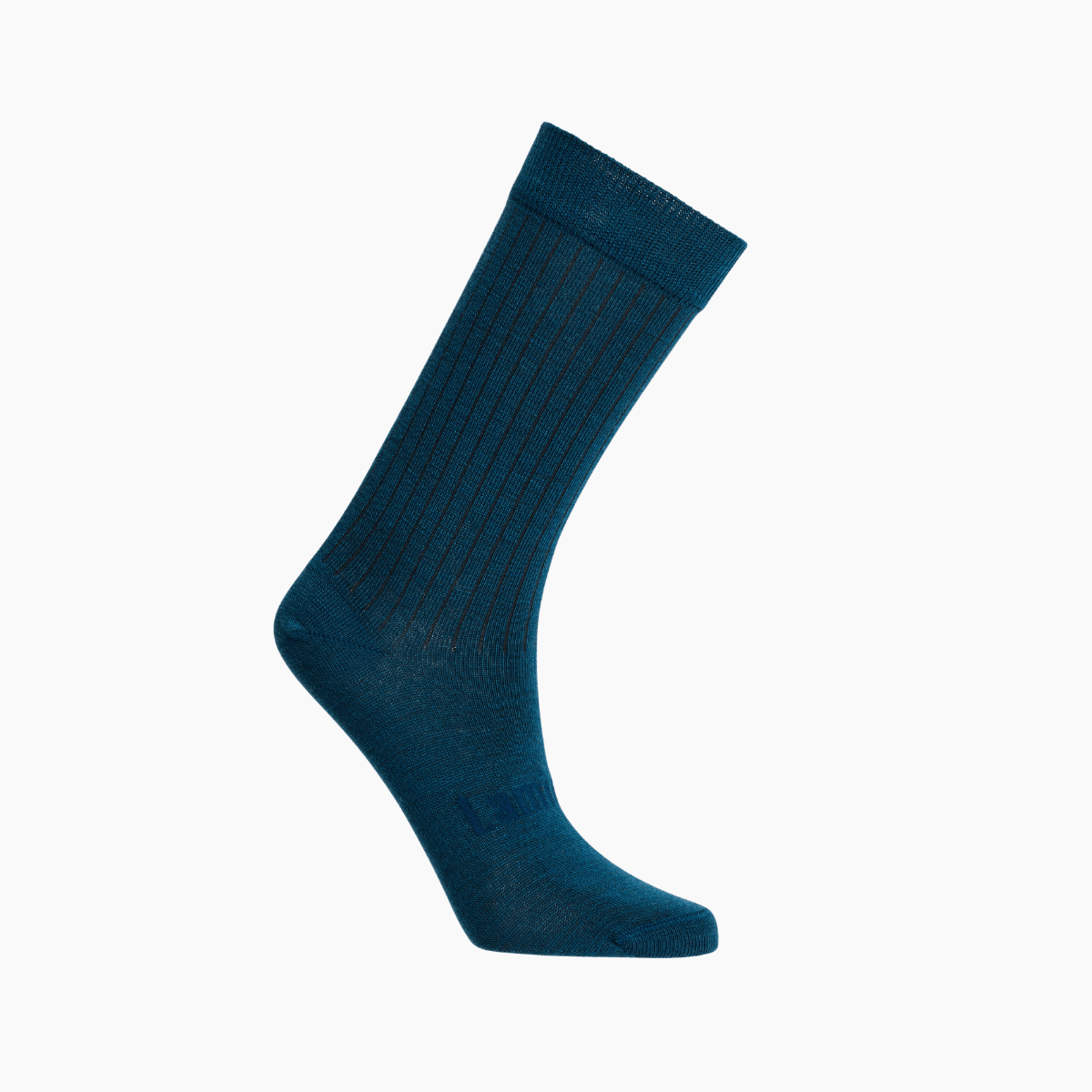 Merino Wool Crew Socks in Deep Lake colour, featuring a ribbed design for comfort and style.