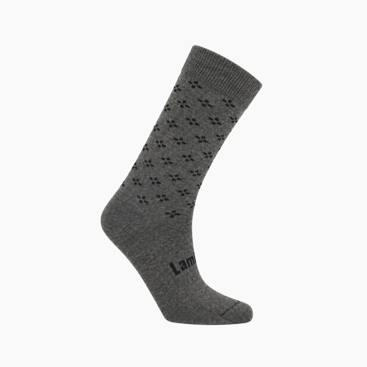Merino Wool Crew Socks | WOMAN | Tussock in Mushroom Brown/Grey with black tear drop cross pattern