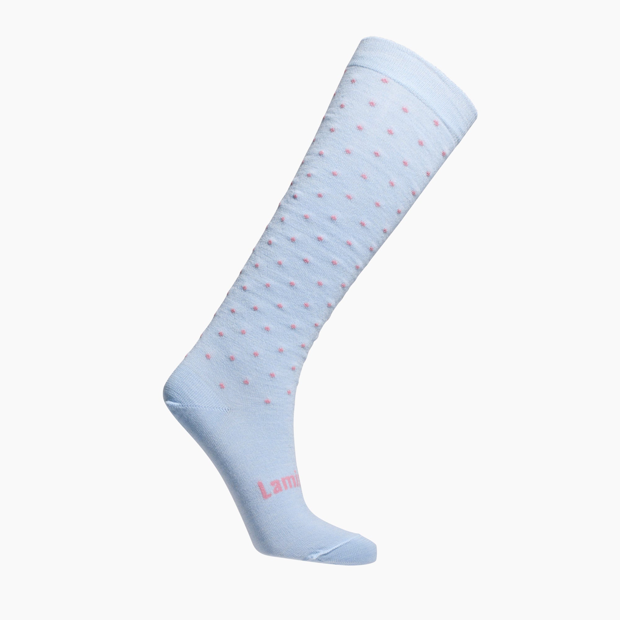 Merino wool knee-high socks blue with lilac spots for women NZ