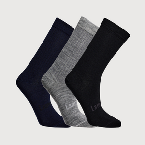 Bundle of 3 pairs of womens child merino wool crew socks navy grey black NZ