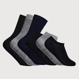 set of a mix of 7 pairs of merino wool socks for men nz plain