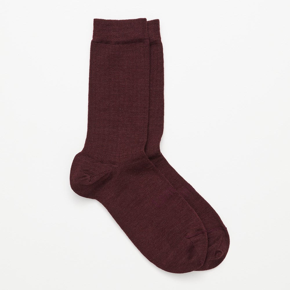 lamington merino wool crew socks man maroon rib z