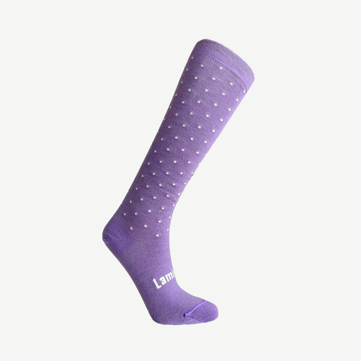 merino wool socks for women in knee-high length purple with little white spots nz