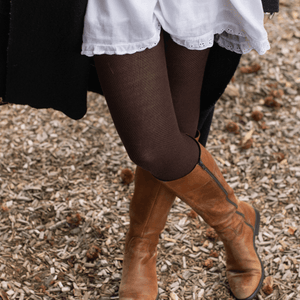 MOSEY | Merino Wool Textured Knit Tights | Woman | Mocha