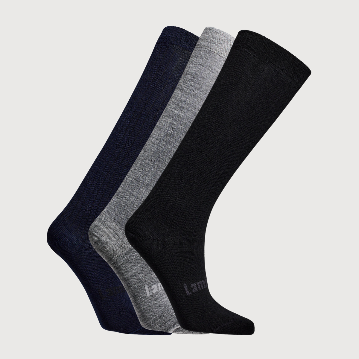 Bundle of 3 pairs of knee-high socks for woman child navy black and grey NZ